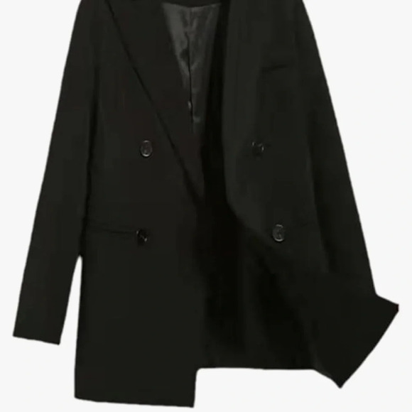 Blazer Spring  Autumn Jacket Office Loose Suit Casual Black Double breasted - Picture 2 of 7